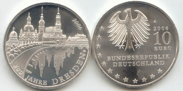 BRD 10 Euro Silber 2006 A 800 Jahre Dresden st