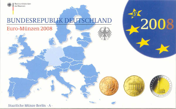 BRD Kursmünzensatz 2008 A PP (Spgl) OVP zu nominell 5,88 Euro