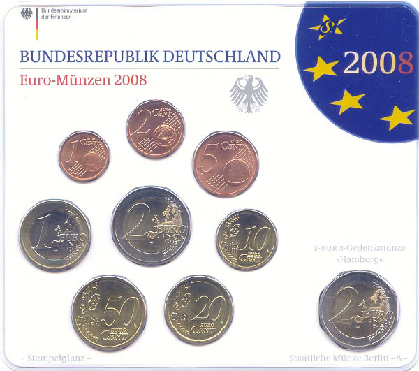 BRD Kursmünzensatz 2008 A st OVP