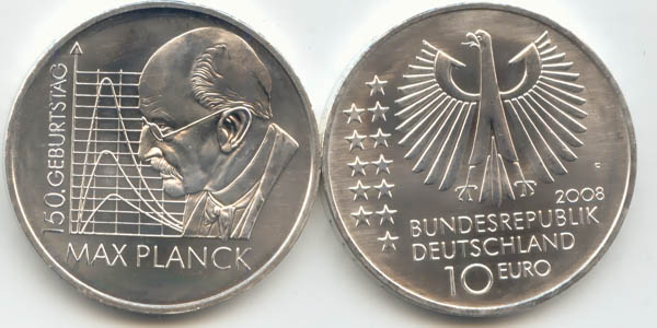BRD 10 Euro Silber 2008 F Max Planck st