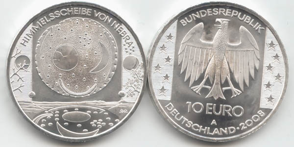 BRD 10 Euro Silber 2008 A Himmelsscheibe von Nebra st