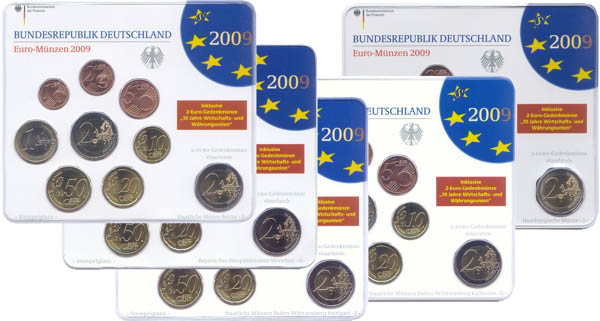 BRD Kursmünzensatz 2009 ADFGJ komplett st OVP