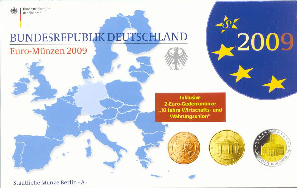 BRD Kursmünzensatz 2009 A PP (Spgl) OVP zu nominell 5,88 Euro