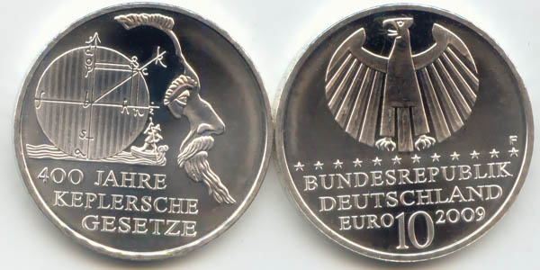 BRD 10 Euro Silber 2009 F 400 Jahre Keplersche Gesetze st