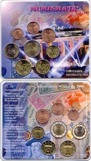 BRD Kursmünzensatz 2004 A st Numismata Berlin 2004 Vorderseite und Rückseite zusammen