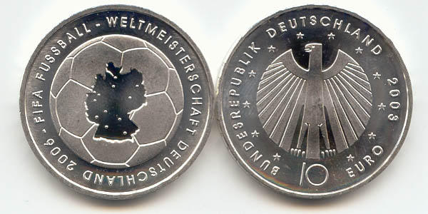 BRD 10 Euro Silber 2003 G Fußball-WM Ausgabe I st