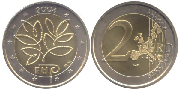 Finnland 2 Euro 2004 EU-Erweiterung Bildseite und Wertseite zusammen