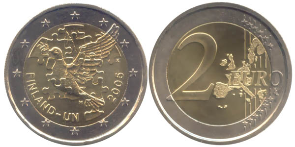 Finnland 2 Euro 2005 50 Jahre UNO Mitgliedschaft st