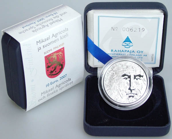 10 Euro 2007 Finnland Agricola Silber Gedenkmünze mit Kassette