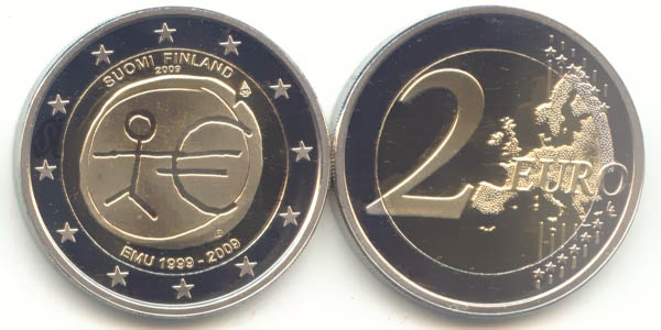 Finnland 2 Euro 2009 10 Jahre Währungsunion WWU / EWU PP OVP