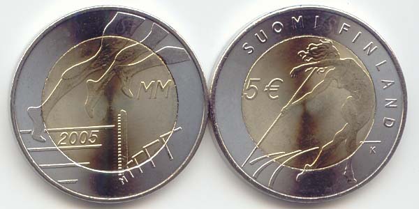 Finnland 5 Euro Gedenkmünze 2005 vz-st Leichtathletik WM