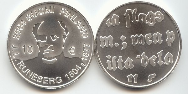 Finnland 10 Euro 2004 stempelglanz Johan Ludwig Runeberg