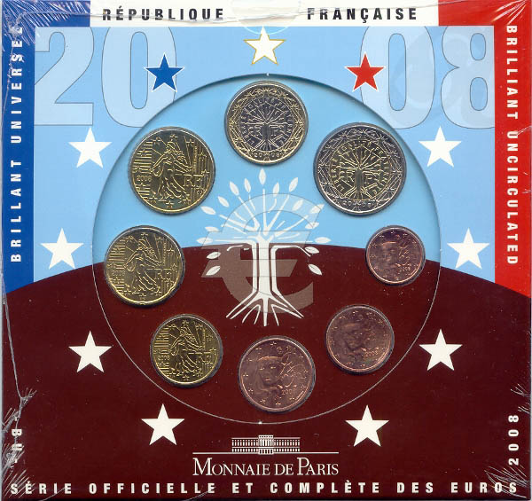 Frankreich Kursmünzensatz 2008 st OVP
