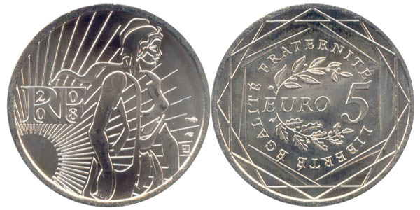 Frankreich 5 Euro Silber 2008 st Säerin