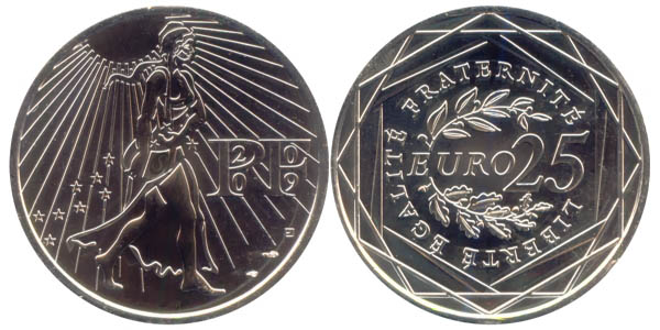 Frankreich 25 Euro Silber 2009 st Säerin / Gerichtshof