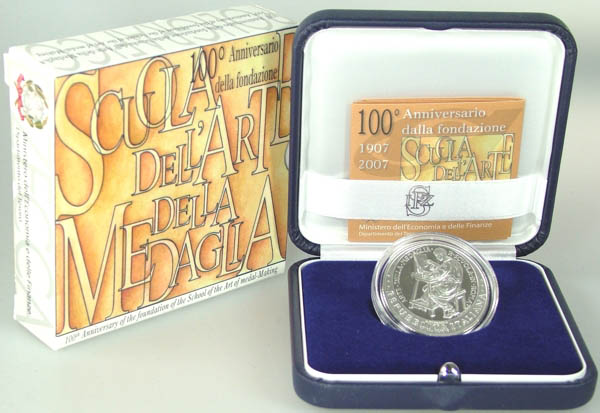 Italien 10 Euro Silber 2007 PP OVP Schule der Medaillienkunst