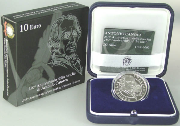 Italien 10 Euro Silber 2007 PP OVP Antonio Canova
