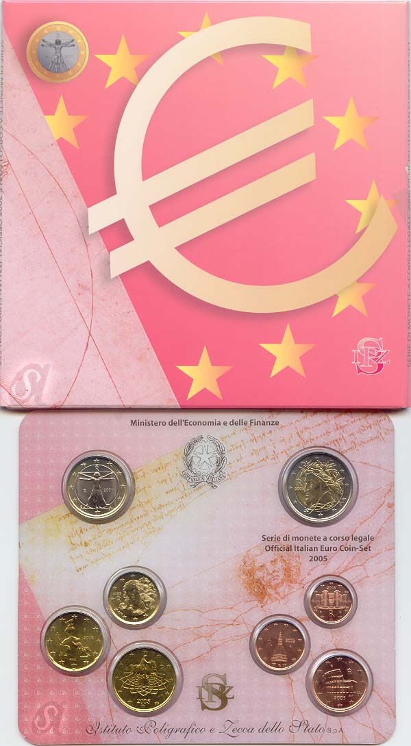 Italien Kursmünzensatz (orig., nom. 3,88 Euro) 2005 vz-st