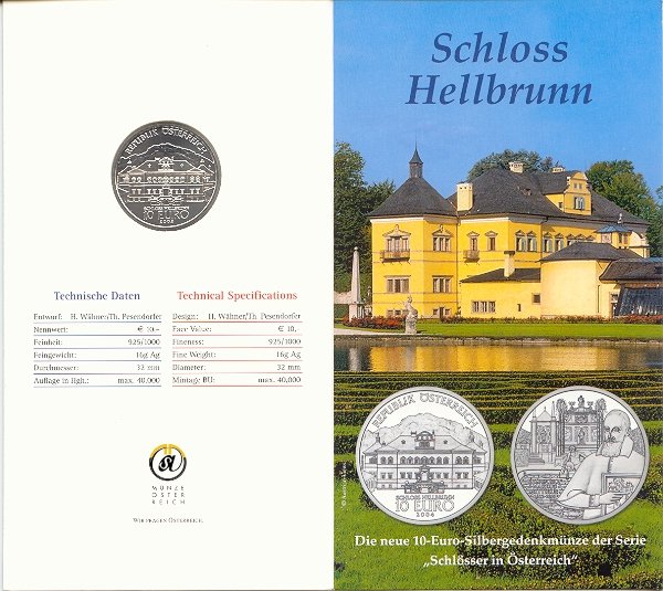 Österreich 10 Euro Silber 2004 hgh Blister Schloss Hellbrunn