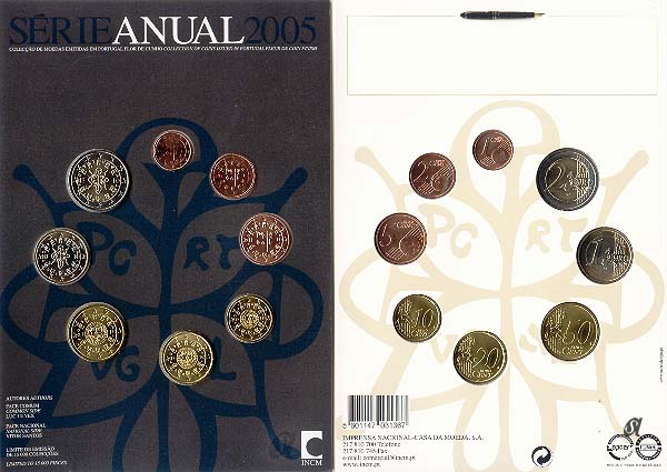 Portugal Kursmünzensatz 2005 stempelglanz FDC OVP Folder