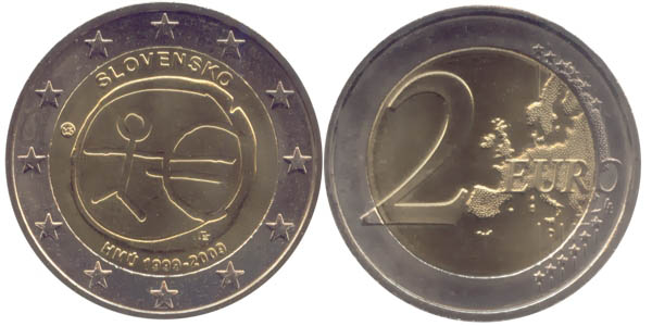 Slowakei 2 Euro 2009 10 Jahre Währungsunion WWU / EWU st