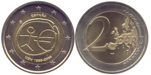 Spanien 2 Euro 2009 10 Jahre Währungsunion WWU / EWU st