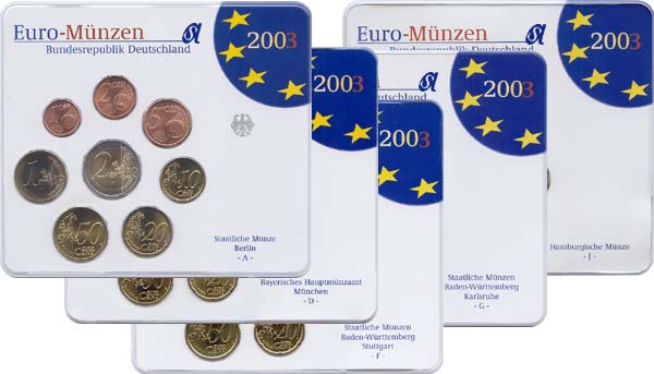 BRD Kursmünzensatz 2003 ADFGJ komplett st OVP