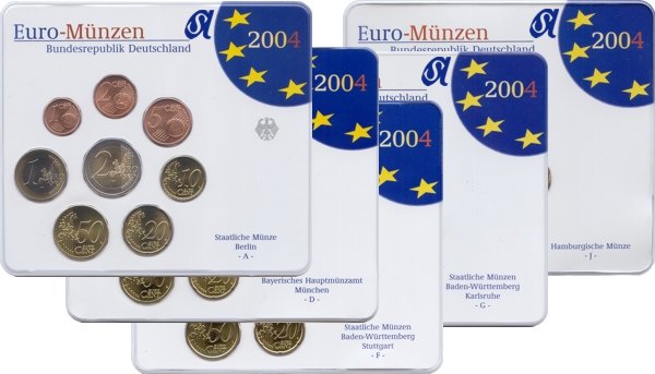 BRD Kursmünzensatz 2004 ADFGJ komplett st OVP