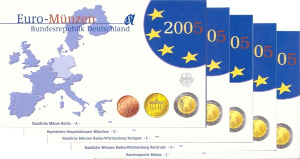 BRD Kursmünzensatz PP (Spgl) OVP 2005 ADFGJ komplett
