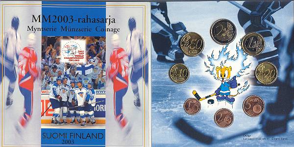 Finnland Kursmünzensatz 2003 stempelglanz/OVP Eishockey-WM