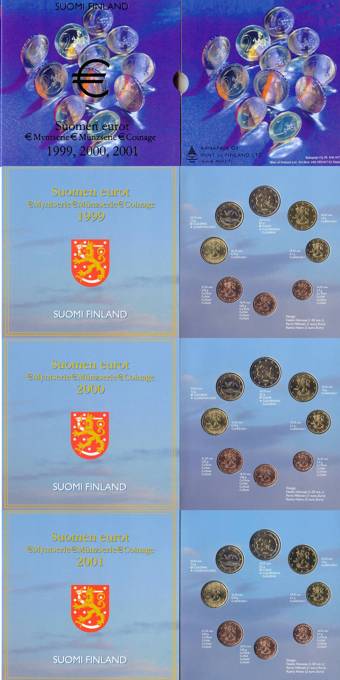 Finnland Kursmünzensatz 1999 - 2001 stempelglanz/OVP Triplesatz