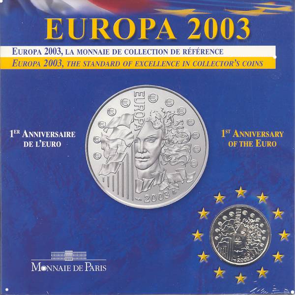 Frankreich 1/4 Euro Gedenkmünze Silber 2003 prägefrisch/st Europa