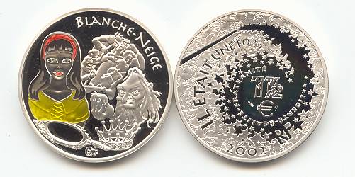 Frankreich 2002 Schneewittchen PP OVP 1,5 Euro Silber mit Farbe