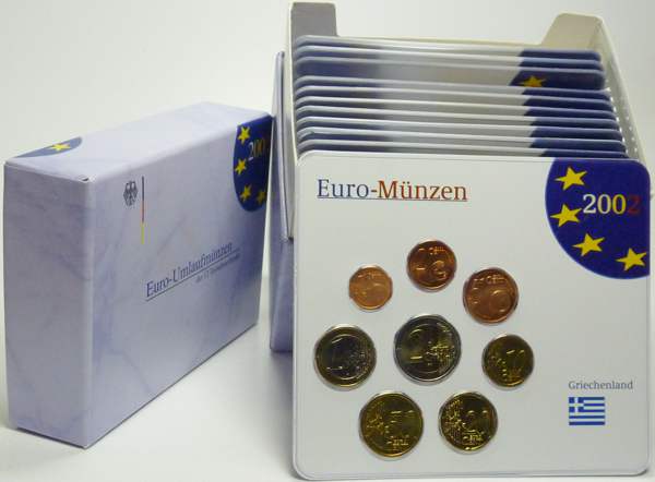 Euromünzen der 12 Teilnehmerländer 2002 (insg. 46,56 Euro) OVP VfS in Box