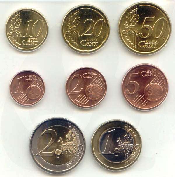 Vatikan Kursmünzensatz 2011 zu 3,88 Euro lose Benedikt XVI. Wertseite
