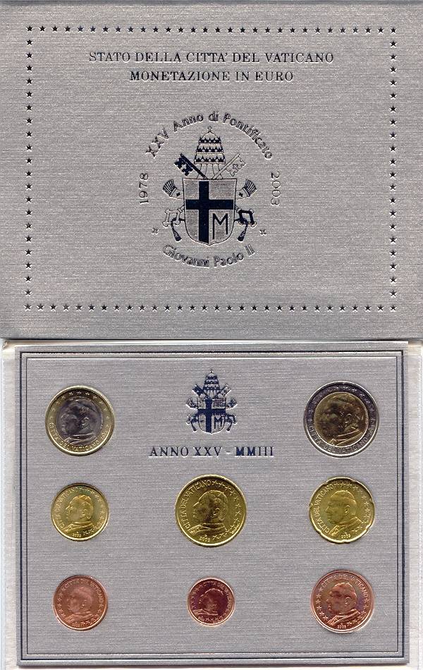 Vatikan Kursmünzensatz 2003 st OVP Johannes Paul II