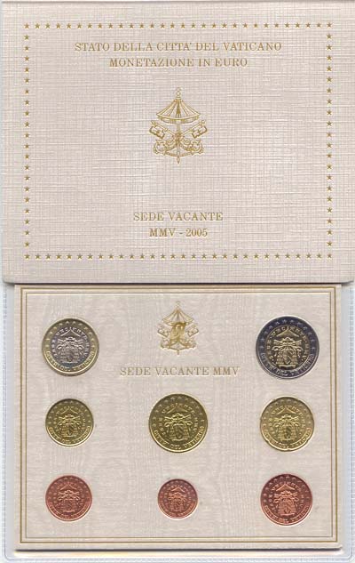 Vatikan Kursmünzensatz 2005 st OVP Sede Vacante