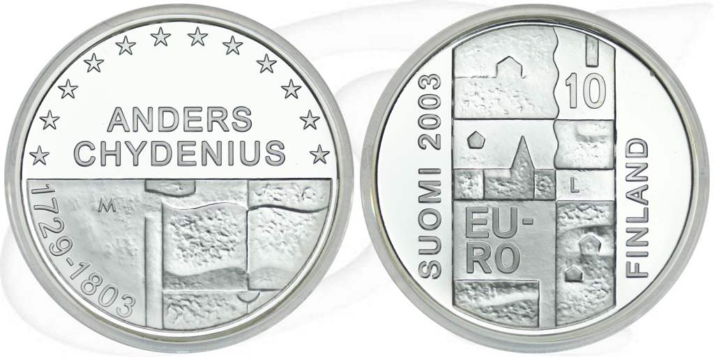 Finnland 2003 Chydenius 10 Euro Münze Vorderseite und Rückseite zusammen
