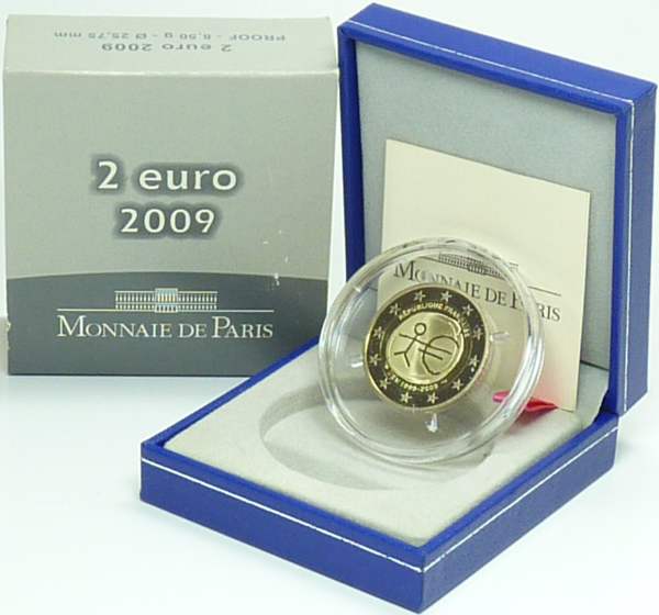 Frankreich 2 Euro 2009 PP OVP 10 Jahre Währungsunion WWU/EWU