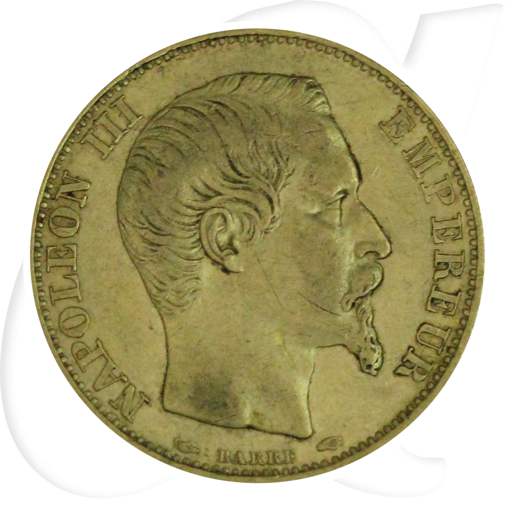Frankreich 20 Francs 1855 A Gold 5,806 gr. fein Napoleon III. ss