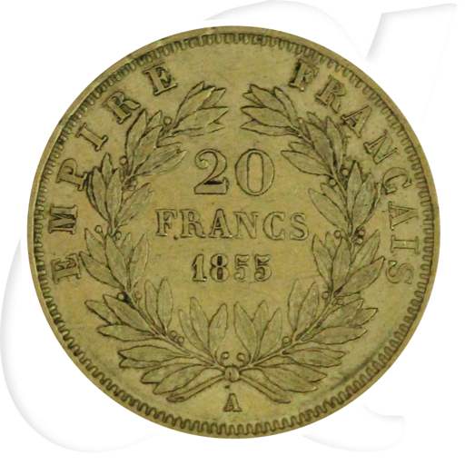 Frankreich 20 Francs 1855 A Gold 5,806 gr. fein Napoleon III. ss