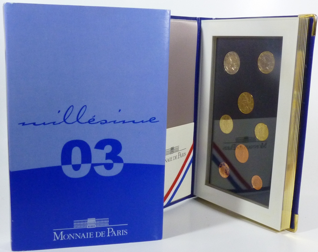 Frankreich Kursmünzensatz 2003 PP OVP in Kassette mit Umverpackung