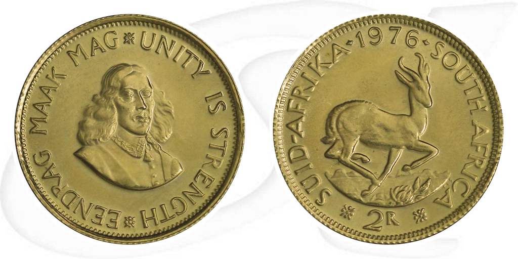 Goldmünze Springbock 2 Rand Südafrika Münze Vorderseite und Rückseite zusammen