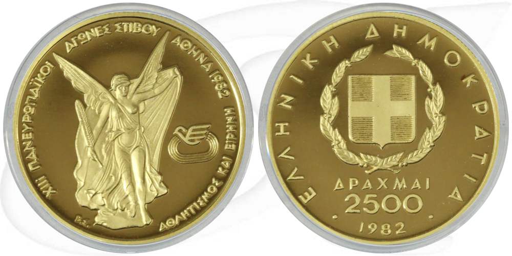 Griechenland 2500 D. 1982 PP Gold 5,81g fein griechische Siegesgöttin Nike