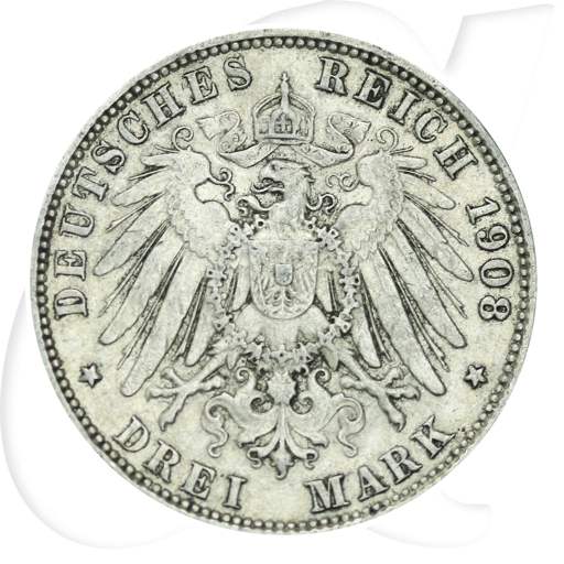 Hamburg 1908 3 Mark Wappen Münzen-Wertseite