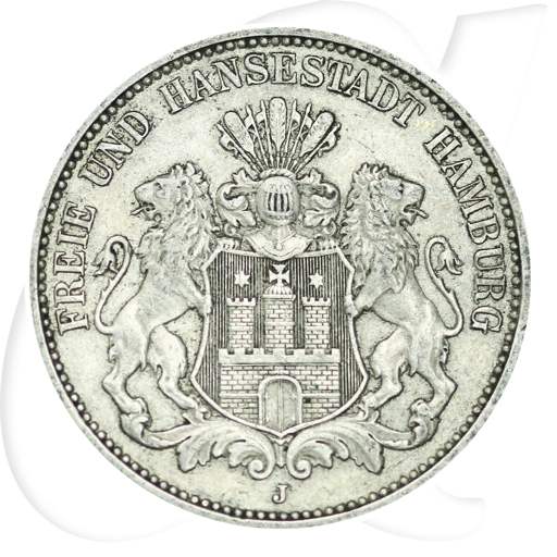 Deutschland Hamburg 3 Mark 1909 ss ungereinigt Wappen