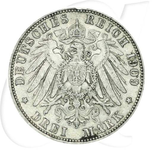 Hamburg 1909 3 Mark Wappen Münzen-Wertseite