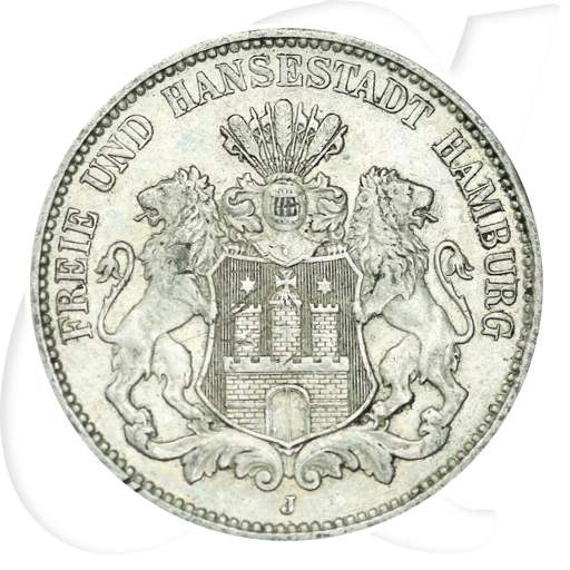Hamburg 1910 3 Mark Wappen Münzen-Bildseite