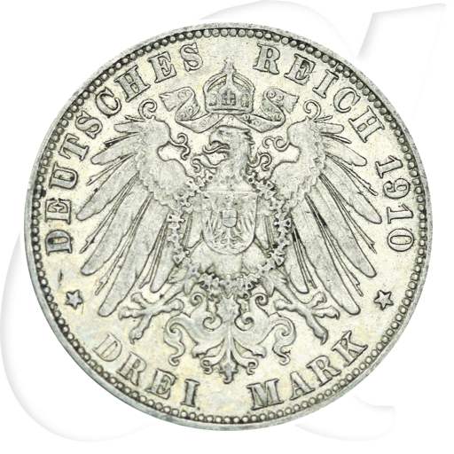 Hamburg 1910 3 Mark Wappen Münzen-Wertseite