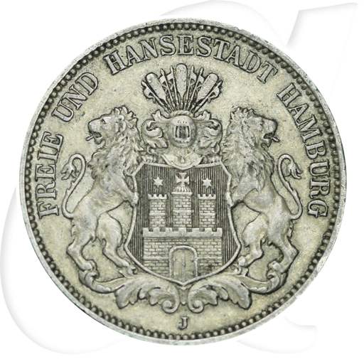 Hamburg 1911 3 Mark Wappen Münzen-Bildseite